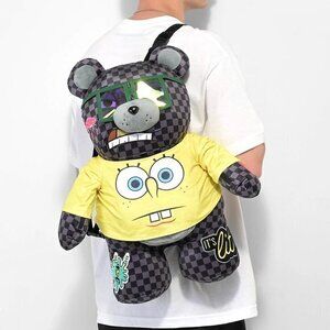 Sprayground x Spongebob Money Bear Teddy Bear Grey Checkered Backpack‎